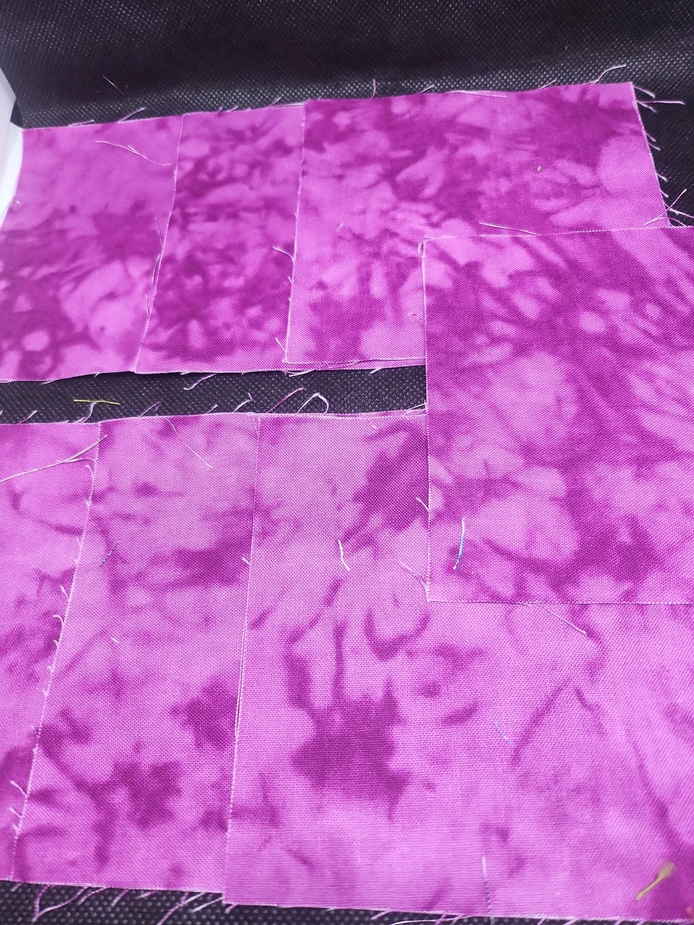 7 4.50 Inch Precut Hot Pink Tie-Dye Cotton Fabric Squares - Craft Quilting Pack